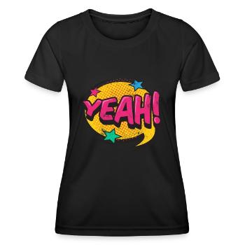 YES! COMIC COMICSTYLE 80s CARTOON MOTIF GIFT - Women's Functional T-Shirt - black - Front - AI Model Female 172 light (172cm)