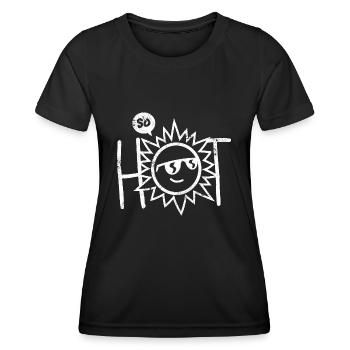SI CHAUD HEißER SOLEIL D’ÉTÉ TRANSPIRATION EN DISANT MOTIF - T-shirt sport Femme - noir - Devant - AI Model Female 172 light (172cm)