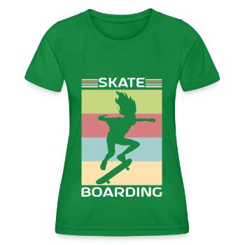 Skater Skateboardfahrer Skateboard fahren - Frauen Funktions-T-Shirt - Kelly Green - Vorne - AI Model Female 172 dark (172cm)