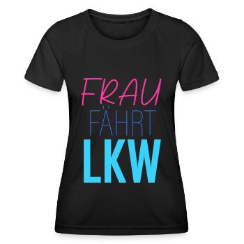Frau fährt LKW - Frauen Funktions-T-Shirt - Schwarz - Vorne - AI Model Female 172 light (172cm)