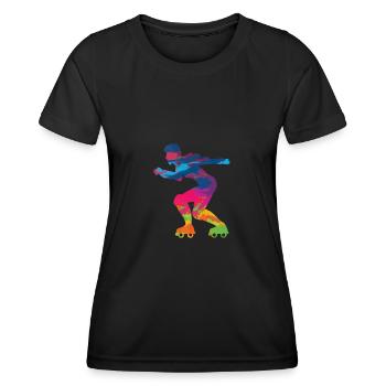 Patins en ligne patinage roller roller - T-shirt sport Femme - noir - Devant - AI Model Female 172 light (172cm)