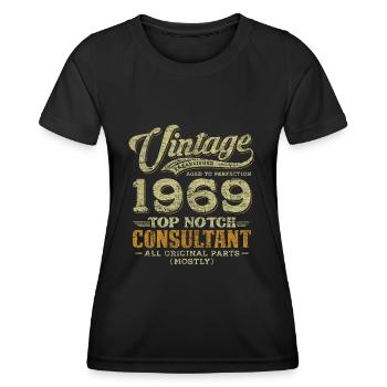 Vintage 1969 Top Notch Consultant - Frauen Funktions-T-Shirt - Schwarz - Vorne - AI Model Female 172 light (172cm)