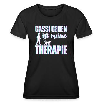 Gassi gehen ist meine Therapie - Frauen Funktions-T-Shirt - Schwarz - Vorne - AI Model Female 172 light (172cm)