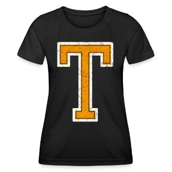 T - Letter / College Style - Women's Functional T-Shirt - black - Front - AI Model Female 172 light (172cm)