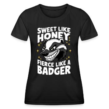 Blaireau Miel Blaireau Animal - T-shirt sport Femme - noir - Devant - AI Model Female 172 light (172cm)