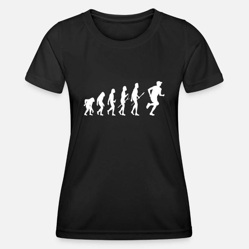 Läufer Evolution - Frauen Funktions-T-Shirt - Schwarz