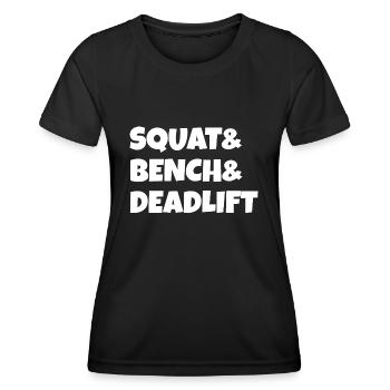 Squat Bench Deadlift Powerlifting - Women's Functional T-Shirt - black - Front - AI Model Female 172 light (172cm)