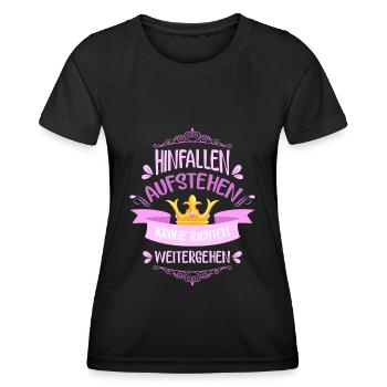 La couronne se lève. - T-shirt sport Femme - noir - Devant - AI Model Female 172 light (172cm)