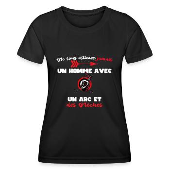 Tir a l Arc Sous Estimez Jamais Archer - T-shirt sport Femme - noir - Devant - AI Model Female 172 light (172cm)