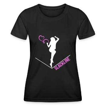 slackline slacken rope acrobat rope artist balance - Women's Functional T-Shirt - black - Front - AI Model Female 172 light (172cm)