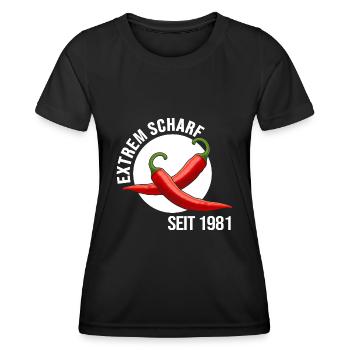1981 Birthday Anniversary Extremely Hot Party - Women's Functional T-Shirt - black - Front - AI Model Female 172 light (172cm)