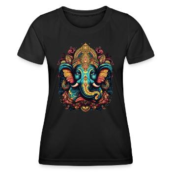 Elefant Gott Ganesh Ganesha Buddhismus Hinduismus - Frauen Funktions-T-Shirt - Schwarz - Vorne - AI Model Female 172 light (172cm)