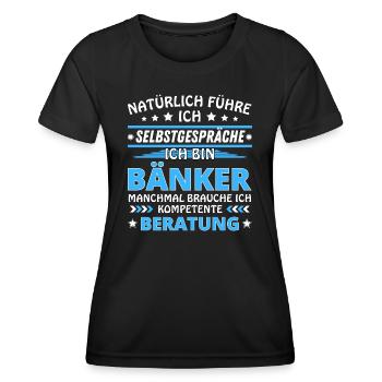 Je me parle à vous-même - Édition Banquier - T-shirt sport Femme - noir - Devant - AI Model Female 172 light (172cm)