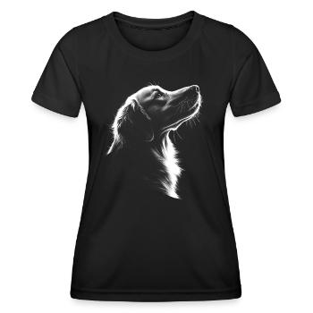 Golden Retriever Portrait Dog Dog Goldie - Women's Functional T-Shirt - black - Front - AI Model Female 172 light (172cm)