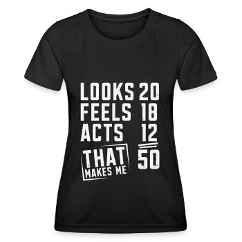 50Ème anniversaire 50 ans anniversaire disant cadeau - T-shirt sport Femme - noir - Devant - AI Model Female 172 light (172cm)