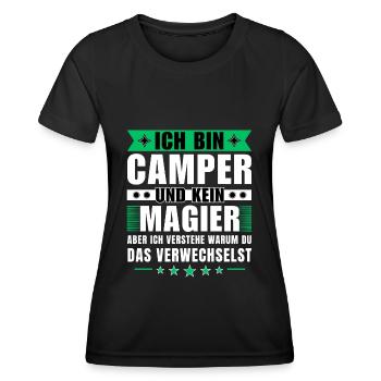 Ich bin Camper und kein Magier - Frauen Funktions-T-Shirt - Schwarz - Vorne - AI Model Female 172 light (172cm)