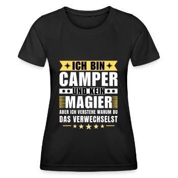 Ich bin Camper und kein Magier - Frauen Funktions-T-Shirt - Schwarz - Vorne - AI Model Female 172 light (172cm)