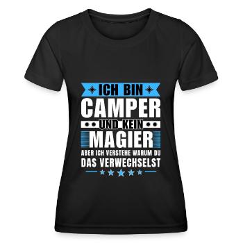 Ich bin Camper und kein Magier - Frauen Funktions-T-Shirt - Schwarz - Vorne - AI Model Female 172 light (172cm)
