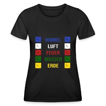 Bergwandern Nepal Gebetsfahne Elemente Tibet - Frauen Funktions-T-Shirt - Schwarz - Vorne - AI Model Female 172 light (172cm)