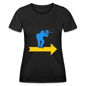Marqueur de joueur de paintball Gotcha - T-shirt sport Femme - noir - Devant - AI Model Female 172 light (172cm)
