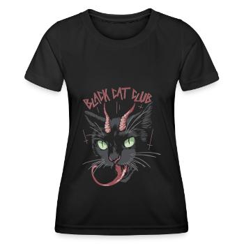 Black Cat Club - Schwarze Katze - Frauen Funktions-T-Shirt - Schwarz - Vorne - AI Model Female 172 light (172cm)