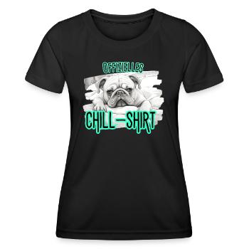 Offizielles Chill-Shirt | Schlafshirt | Bulldoggen - Frauen Funktions-T-Shirt - Schwarz - Vorne - AI Model Female 172 light (172cm)