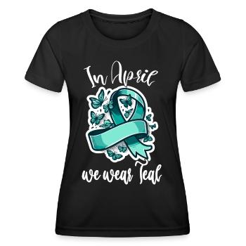 En avril, nous portons le mois de la sensibilisation à la sexualité sarcelle - T-shirt sport Femme - noir - Devant - AI Model Female 172 light (172cm)