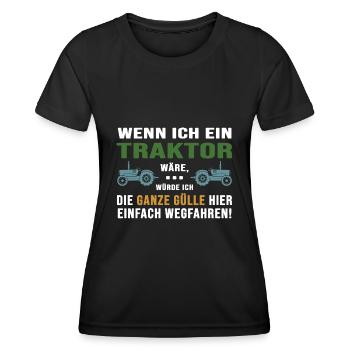 Traktor Erntezeit Traktor-Sprüche "Gülle fahren" - Frauen Funktions-T-Shirt - Schwarz - Vorne - AI Model Female 172 light (172cm)