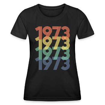 Cool Retro 1973, 50 ans, cadeau de 50e anniversaire - T-shirt sport Femme - noir - Devant - AI Model Female 172 light (172cm)