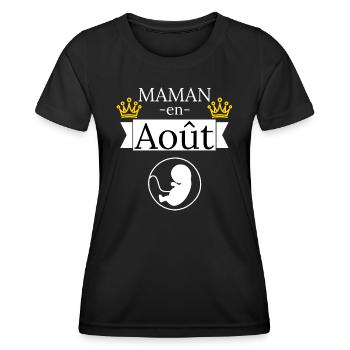 Maman en août. Future maman - T-shirt sport Femme - noir - Devant - AI Model Female 172 light (172cm)
