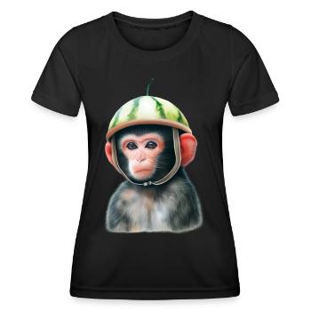 Monkey with watermelon - Women's Functional T-Shirt - black - Front - AI Model Female 172 light (172cm)