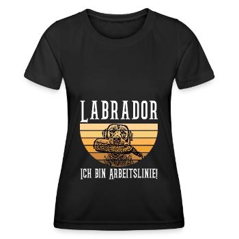 Labrador Retriever - Ich bin Arbeitslinie Spruch - Frauen Funktions-T-Shirt - Schwarz - Vorne - AI Model Female 172 light (172cm)
