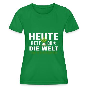 vegetarier bio vegetarisch veganlife fleischfrei - Frauen Funktions-T-Shirt - Kelly Green - Vorne - AI Model Female 172 dark (172cm)