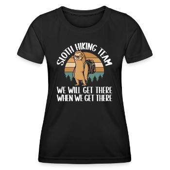 Herzschlag Bergsteiger mit Hund Wanderer Berg - Frauen Funktions-T-Shirt - Schwarz - Vorne - AI Model Female 172 light (172cm)