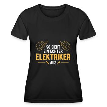 Elektriker Strom Elektrik - Frauen Funktions-T-Shirt - Schwarz - Vorne - AI Model Female 172 light (172cm)