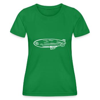 Zeppelin Airship Fan Design - Women's Functional T-Shirt - kelly green - Front - AI Model Female 172 dark (172cm)