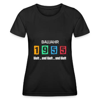 Baujahr 1955 - läuft und läuft und läuft - Frauen Funktions-T-Shirt - Schwarz - Vorne - AI Model Female 172 light (172cm)