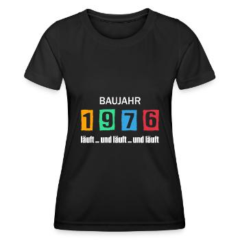 Baujahr 1976 - läuft und läuft und läuft - Frauen Funktions-T-Shirt - Schwarz - Vorne - AI Model Female 172 light (172cm)