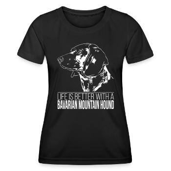BAVARIAN MOUNTAIN HOUND La vie est meilleure Wilsigns - T-shirt sport Femme - noir - Devant - AI Model Female 172 light (172cm)
