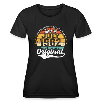 1962 Juillet - Années de grandeur depuis juillet 1962 - T-shirt sport Femme - noir - Devant - AI Model Female 172 light (172cm)