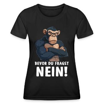 Singe chimpanzé primate avant que vous ne demandiez non - T-shirt sport Femme - noir - Devant - AI Model Female 172 light (172cm)