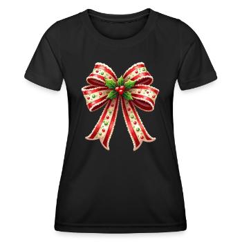 Weihnachtsgeschenk mit Zuckerrohrschleife - Frauen Funktions-T-Shirt - Schwarz - Vorne - AI Model Female 172 light (172cm)
