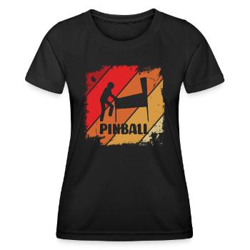 Pinball player at pinball Retro - Women's Functional T-Shirt - black - Front - AI Model Female 172 light (172cm)