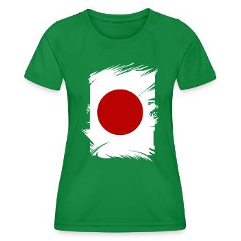 Japan Flag Used Look Nihon Japanese Flag - Women's Functional T-Shirt - kelly green - Front - AI Model Female 172 dark (172cm)