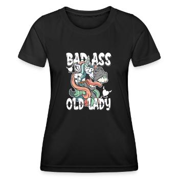 bad ass old lady - crazy unicorn unicorn - Women's Functional T-Shirt - black - Front - AI Model Female 172 light (172cm)