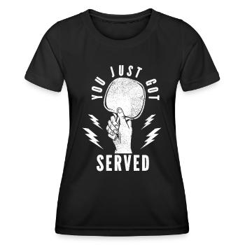 You Just Got Served Pingpong Tischtennisspieler - Frauen Funktions-T-Shirt - Schwarz - Vorne - AI Model Female 172 light (172cm)