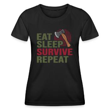 Bushcraft Survival Wild Outdoor Camp - Women's Functional T-Shirt - black - Front - AI Model Female 172 light (172cm)