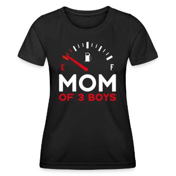 MOM OF 3 BOYS MUTTERTAG - Frauen Funktions-T-Shirt - Schwarz - Vorne - AI Model Female 172 light (172cm)