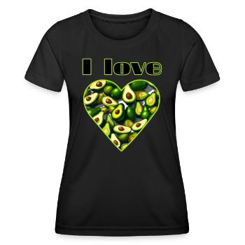 I love Avocado Herz - Frauen Funktions-T-Shirt - Schwarz - Vorne - AI Model Female 172 light (172cm)