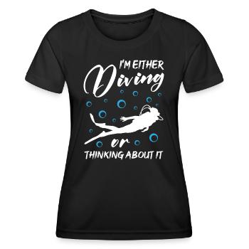 Soit je plonge, soit j’y pense - T-shirt sport Femme - noir - Devant - AI Model Female 172 light (172cm)